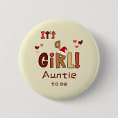 It's a Girl! Christmas Santa Hat Auntie-to-be Button (Vorderseite)