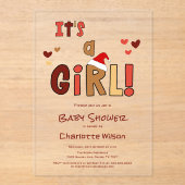 It's a Girl! Christmas Santa Hat Baby Shower Acryleinladungen (Vorderseite)