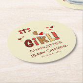 It's a Girl! Christmas Santa Hat Baby Shower Runder Pappuntersetzer (Angewinkelt)