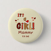 It's a Girl! Christmas Santa Hat Mommy-to-be Button (Vorderseite)