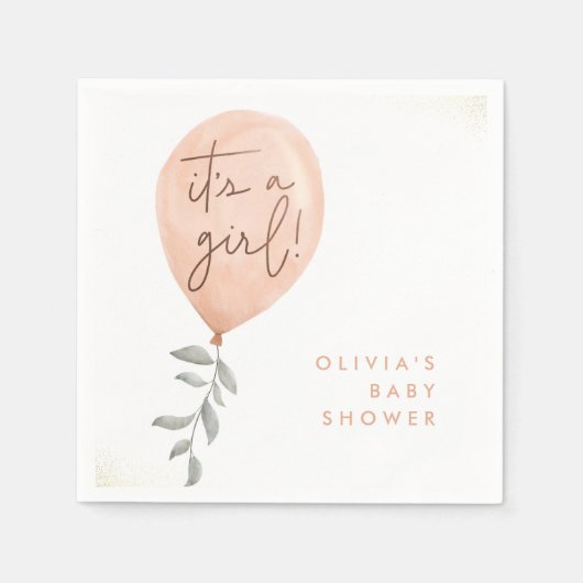 Its A Girl Eucalyptus Greenery Balloon Baby Shower Serviette (Vorderseite)