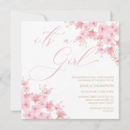 i'ts a Girl Floral Baby Shower Cherry Blossom Einladung
