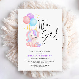 It's a Girl Magical Unicorn Baby Girl Shower Einladung