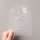 It's A Girl Modern Minimal Butterfly Baby Shower Acryleinladungen (Insitu (Handheld))