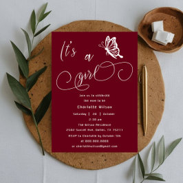 It's A Girl Modern Minimal Butterfly Baby Shower Einladung