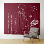 It's A Girl Modern Minimal Butterfly Baby Shower Wandteppich (Beispiel (Horizontal))