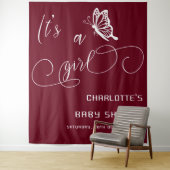 It's A Girl Modern Minimal Butterfly Baby Shower Wandteppich (Beispiel)