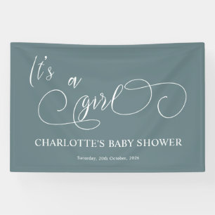 It's a Girl Moderne Minimal Calligraphy Babyparty Banner