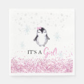It's a Girl Penguin Winter Baby Shower Serviette (Vorderseite)