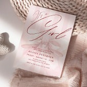 Its a girl pink bow elegant girl baby shower einladung