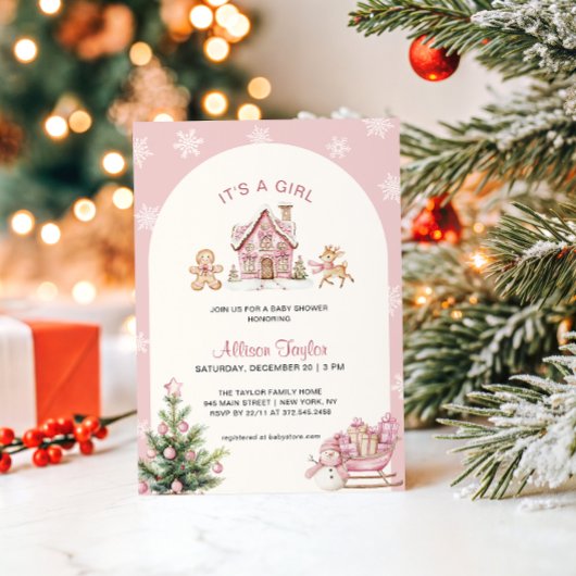 It's A Girl Pink Girl Baby Shower Einladung