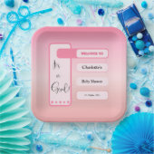 It's A Girl! Pink Gradient Cute Baby Shower Pappteller (Party)