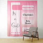 It's A Girl! Pink Gradient Eyeball Text Backdrop Wandteppich (Beispiel)