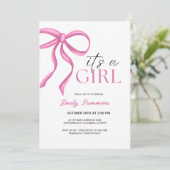 It's a Girl Pink Ribbon  Save The Date (Stehend Vorderseite)