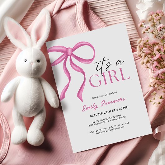 It's a Girl Pink Ribbon  Save The Date