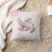 It's a Girl Pink Stork Pink Clouds Baby Shower  Kissen (Decke)