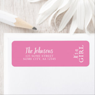 It's a Girl Pink Typography Baby Shower Address