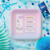 It's A Girl! Purple Gradient Cute Baby Shower Pappteller (Party)