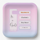 It's A Girl! Purple Gradient Cute Baby Shower Pappteller (Vorderseite)