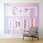 It's A Girl! Purple Gradient Eyeball Text Backdrop Wandteppich (Beispiel (Horizontal))