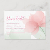 It's a Girl Soft Blush Pink Flowers Diaper Raffle Begleitkarte (Vorderseite)