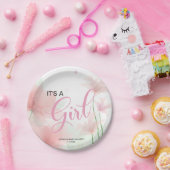 It's a Girl Soft Blush Pink Flowers Pappteller (Party)