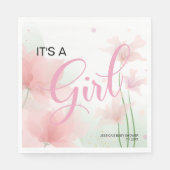 It's a Girl Soft Blush Pink Flowers Serviette (Vorderseite)