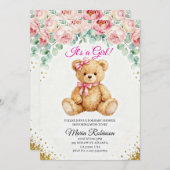 It's a Girl" Teddy Bear Invitation  Einladung (Vorne/Hinten)