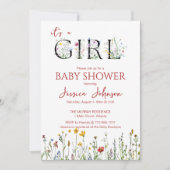 It's a Girl with Spring Flowers Baby Shower Einladung (Vorderseite)