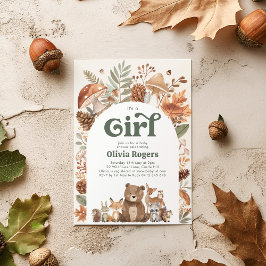 It's a Girl! Woodland Animal Baby Shower Einladung