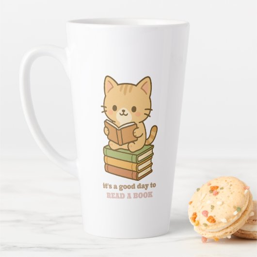 It's a good day to read a book cute cat teacher milchtasse (Beispiel)