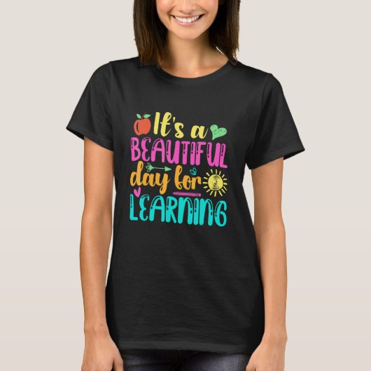 It's Beautiful Day For Learning Retro Teacher Stud T-Shirt (Vorderseite)
