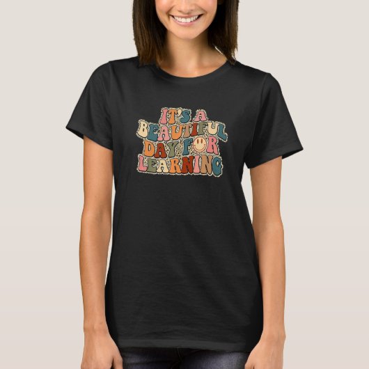 It's Beautiful Day For Learning Retro Teacher Stud T-Shirt (Vorderseite)