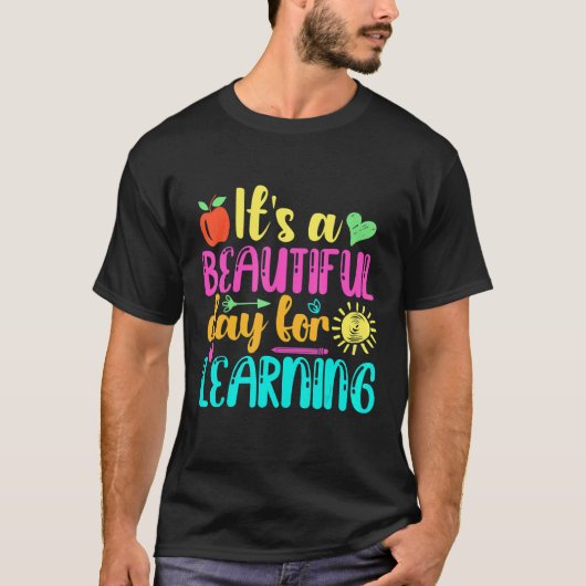 It's Beautiful Day For Learning Retro Teacher Stud T-Shirt (Vorderseite)