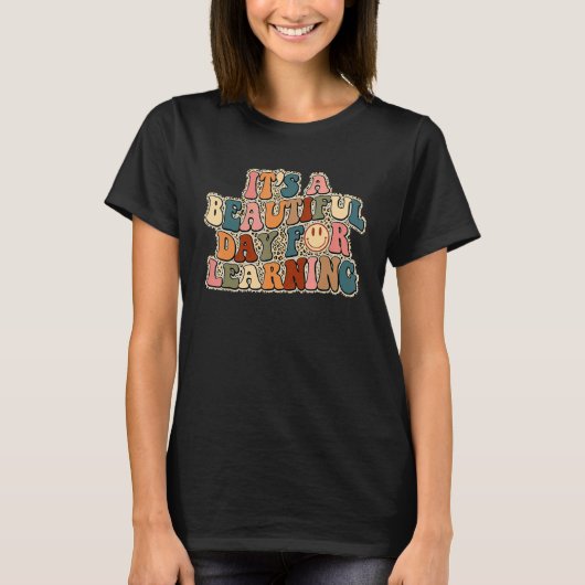 It's Beautiful Day For Learning Retro Teacher Stud T-Shirt (Vorderseite)