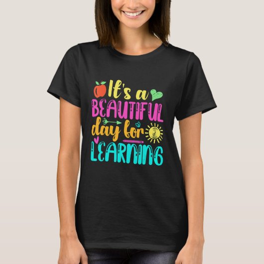 It's Beautiful Day For Learning Retro Teacher Stud T-Shirt (Vorderseite)