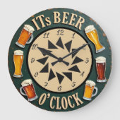 Its Beer O'clock Distressed Bar Große Wanduhr (Vorderseite)