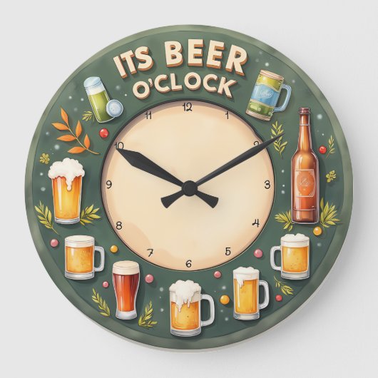 It's Beer O'clock Fun Wall Große Wanduhr (Vorderseite)
