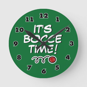 It's bocce time! funny wall clock with numbers runde wanduhr