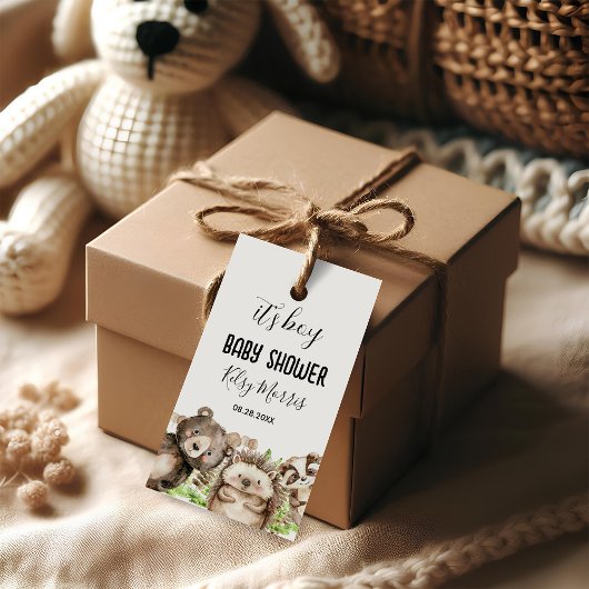 its boy Rustic Woodland Baby Shower Invite Geschenkanhänger