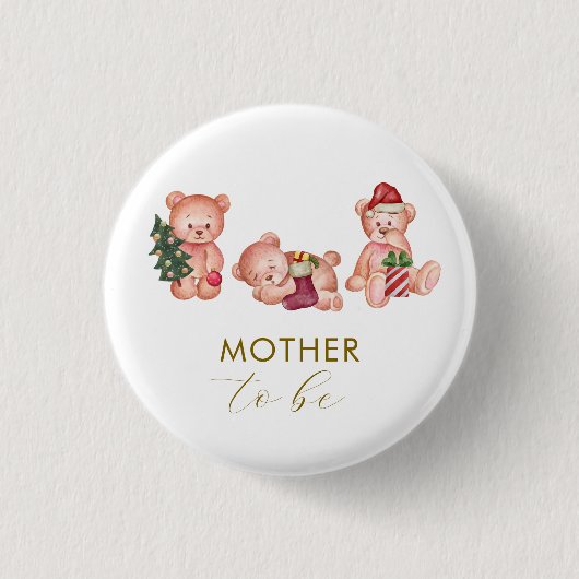 It's Cold Outside Bear Mother To Be Baby Shower Button (Vorderseite)