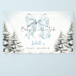 It's Cold Outside Blue Bow Baby Shower Party Banner