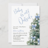 It's Cold Outside Blue Bow Winter Boy Baby Shower Einladung (Vorderseite)