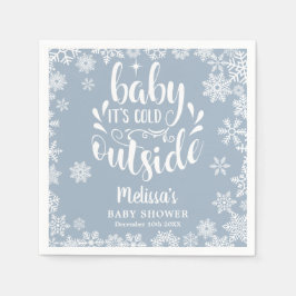 It's Cold Outside Blue Boy Winter Baby Shower Serviette