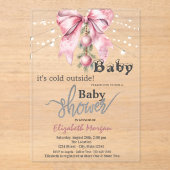 It's Cold Outside Bow Balls Lights Baby Shower Acryleinladungen (Vorderseite)