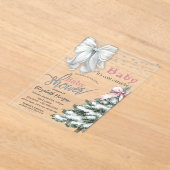 It's Cold Outside Pine Tree White Bow  Baby Shower Acryleinladungen (Ablage )