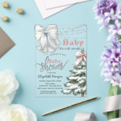 It's Cold Outside Pine Tree White Bow  Baby Shower Acryleinladungen (In Situ (Hochzeit))