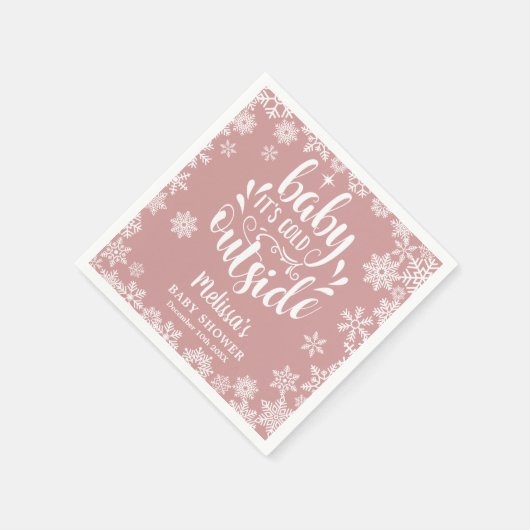 It's Cold Outside Pink Girl Winter Baby Shower Serviette (Ecke)