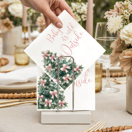 It's Cold Outside Winter Pink Bow Girl Baby Shower Serviette