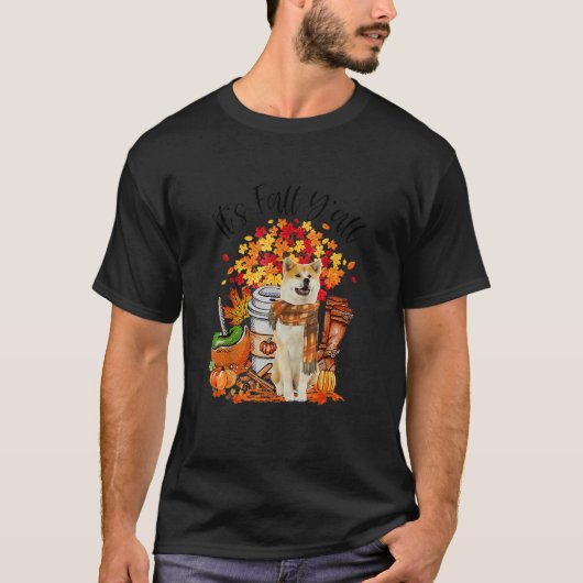 It's Fall Y'all Akita Inu Dog Pumpkin Fall Autumn T-Shirt (Vorderseite)